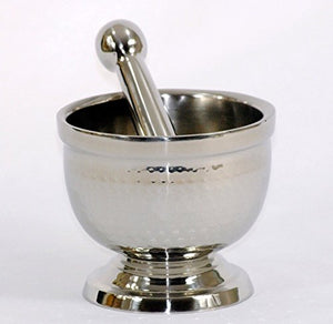 Stainless Steel Shiny Hammered Mortar and Pestle