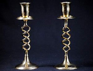 Candle Holder Spiral Brass Pair