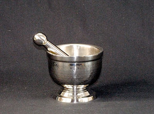 Stainless Steel Shiny Hammered Mortar and Pestle