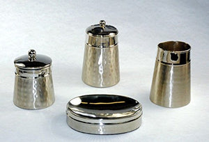 Hammered Two Tone Set of Four Soap Dish, Tumbler, Tooth Brush Holder and Canister