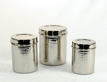 Load image into Gallery viewer, Set of 3 canisters, stainless steel, hammered, shinny
