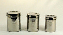 Load image into Gallery viewer, Set of 3 canisters, stainless steel, hammered, shinny
