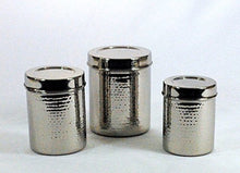 Load image into Gallery viewer, Set of 3 canisters, stainless steel, hammered, shinny
