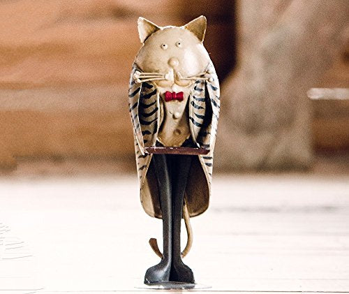 Cat Dumb Waiter Statue 14 inches Painted Metal