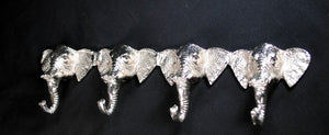 Elephant Four Hook Rack Silver