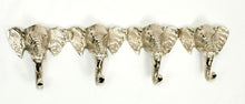 Load image into Gallery viewer, Elephant Four Hook Rack Silver
