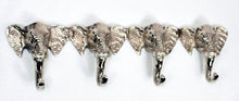 Load image into Gallery viewer, Elephant Four Hook Rack Silver
